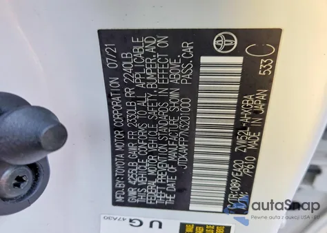 2022 Toyota Prius Prime Le из США, поврежденный, VIN JTDKAMFP7N3201000